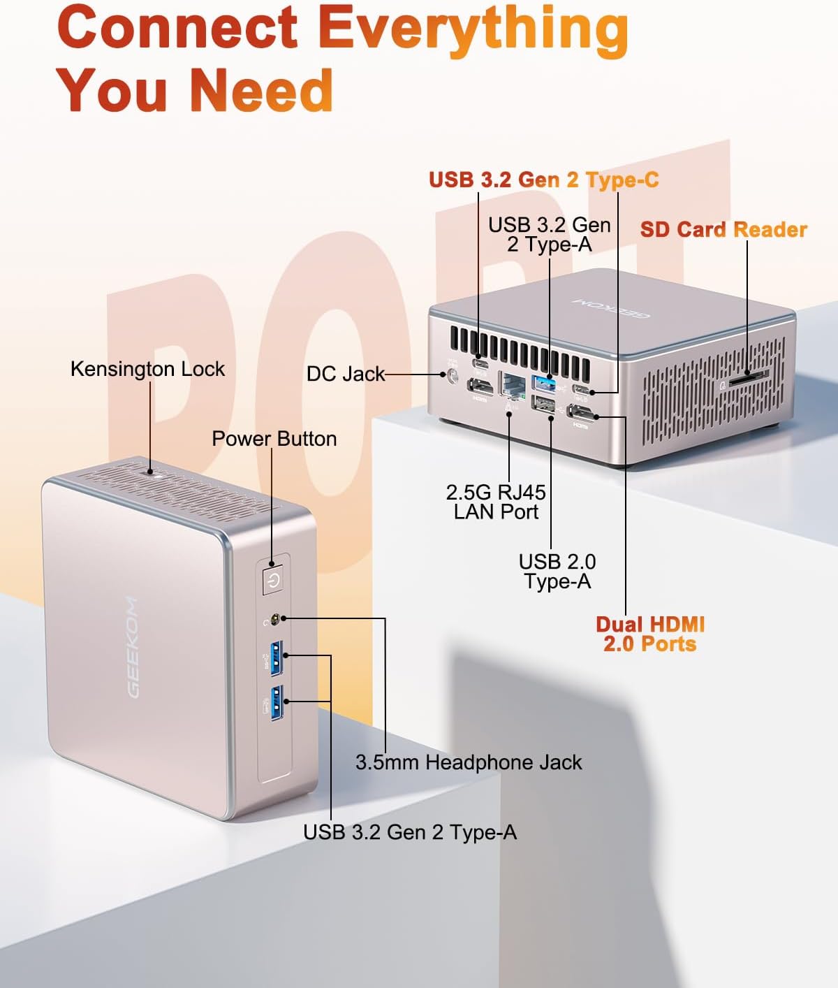 GEEKOM A5 Mini PC Windows 11 Pro, AMD Ryzen 5 7430U (Up to 4.5GHz), 16GB Upgradeable DDR4 RAM (Not LPDDR), 512GB NVMe SSD, Vega 7 Graphics, Wi-Fi 6, Bluetooth 5.2, Quad Display, 8K Support