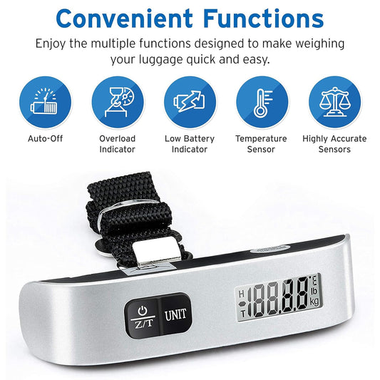 Etekcity Digital Hanging Luggage Scale, Portable Handheld, Suitcase Scale with Rubber Paint, Temperature Sensor, 110 Pounds