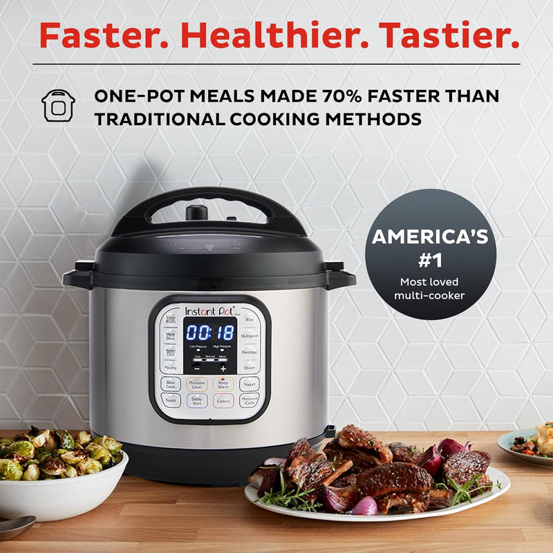 Instant Pot Duo 7-in-1 Electric Pressure Cooker, Slow Cooker, Rice Cooker, Steamer, Sauté, Yogurt Maker, Warmer & Sterilizer, 8 Quart, Stainless Steel/Black