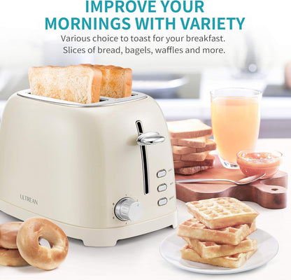 Ultrean Toaster 2 Slice with Extra-Wide Slot, Stainless Steel Toaster with Removable Crumb Tray, Small Toaster with 6 Browning Settings, Cancel, Bagel, Deforest Functions, 825 W