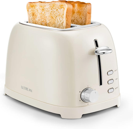 Ultrean Toaster 2 Slice with Extra-Wide Slot, Stainless Steel Toaster with Removable Crumb Tray, Small Toaster with 6 Browning Settings, Cancel, Bagel, Deforest Functions, 825 W