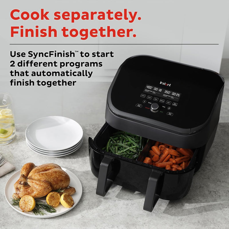 Instant Vortex 9 Quart VersaZone 8-in-1 Air Fryer with Dual Basket Option, From the Makers of Instant Pot with EvenCrisp Technology, Nonstick and Dishwasher-Safe Basket, App With Over 100 Recipes, TBD