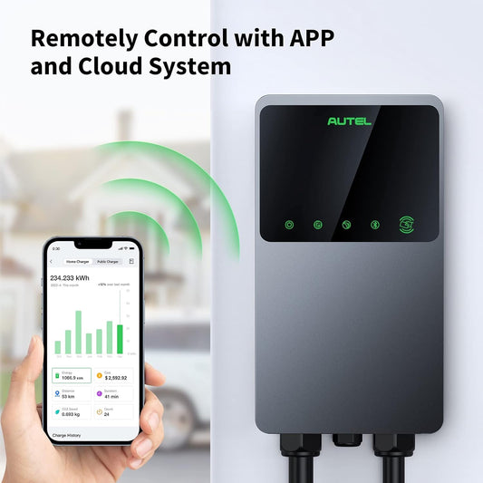 Autel MaxiCharger Home Electric Vehicle (EV) Charger, up to 40 Amp, 240V, Level 2 WiFi and Bluetooth Enabled EVSE, NEMA 14-50 Plug, Indoor/Outdoor, 25-Foot Cable with Separate Holster, Dark Gray - PuriLite