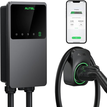 Autel MaxiCharger Home Electric Vehicle (EV) Charger, up to 40 Amp, 240V, Level 2 WiFi and Bluetooth Enabled EVSE, NEMA 14-50 Plug, Indoor/Outdoor, 25-Foot Cable with Separate Holster, Dark Gray