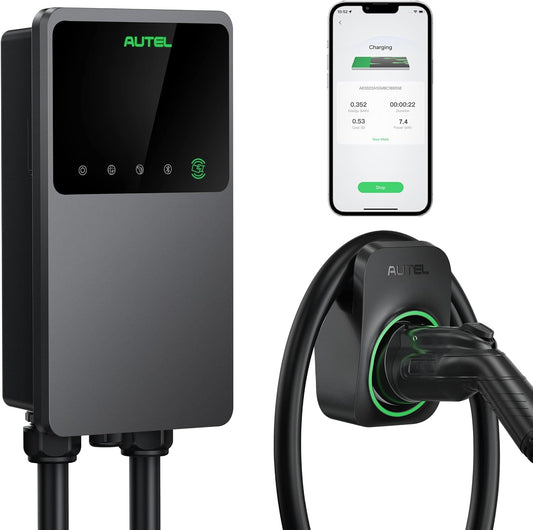 Autel MaxiCharger Home Electric Vehicle (EV) Charger, up to 40 Amp, 240V, Level 2 WiFi and Bluetooth Enabled EVSE, NEMA 14-50 Plug, Indoor/Outdoor, 25-Foot Cable with Separate Holster, Dark Gray