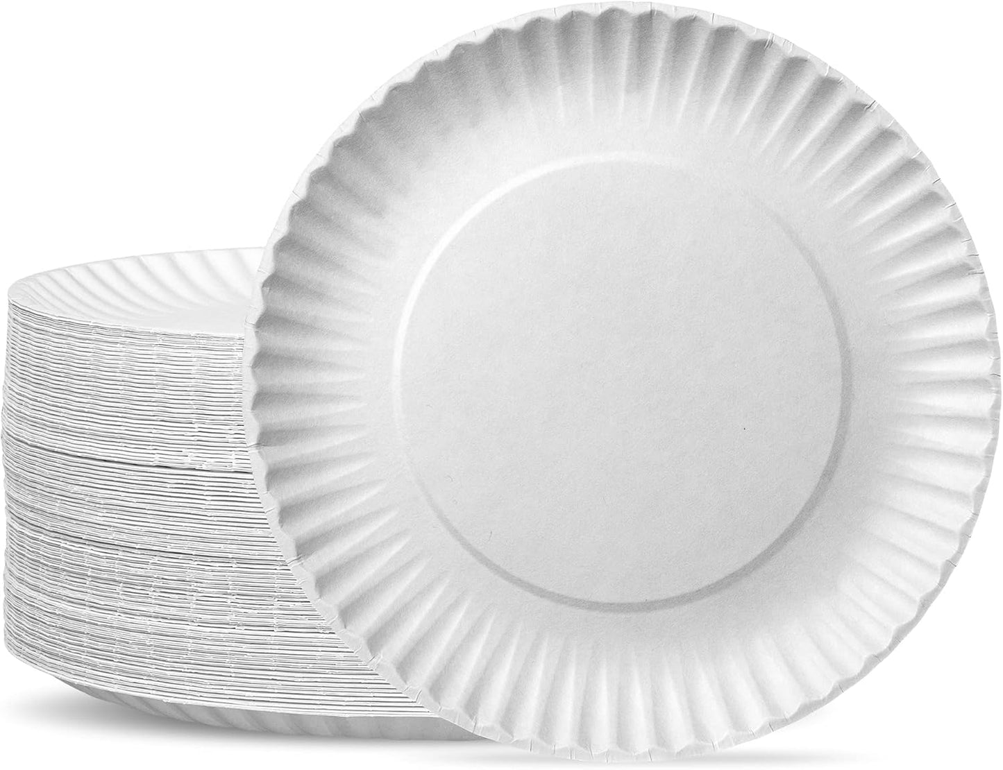 [9 Inch - 200 Count] Uncoated White Paper Plates - Disposable Party Plates, Decorative Paper Plates for Crafts - Formerly Comfy Package