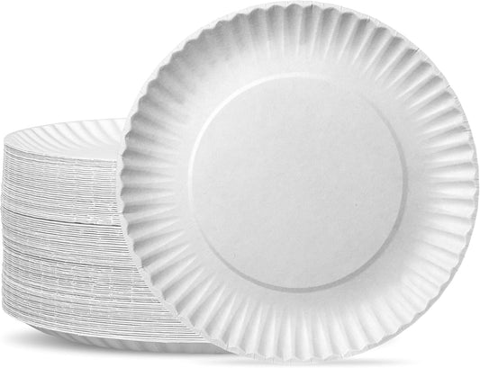 [9 Inch - 200 Count] Uncoated White Paper Plates - Disposable Party Plates, Decorative Paper Plates for Crafts - Formerly Comfy Package