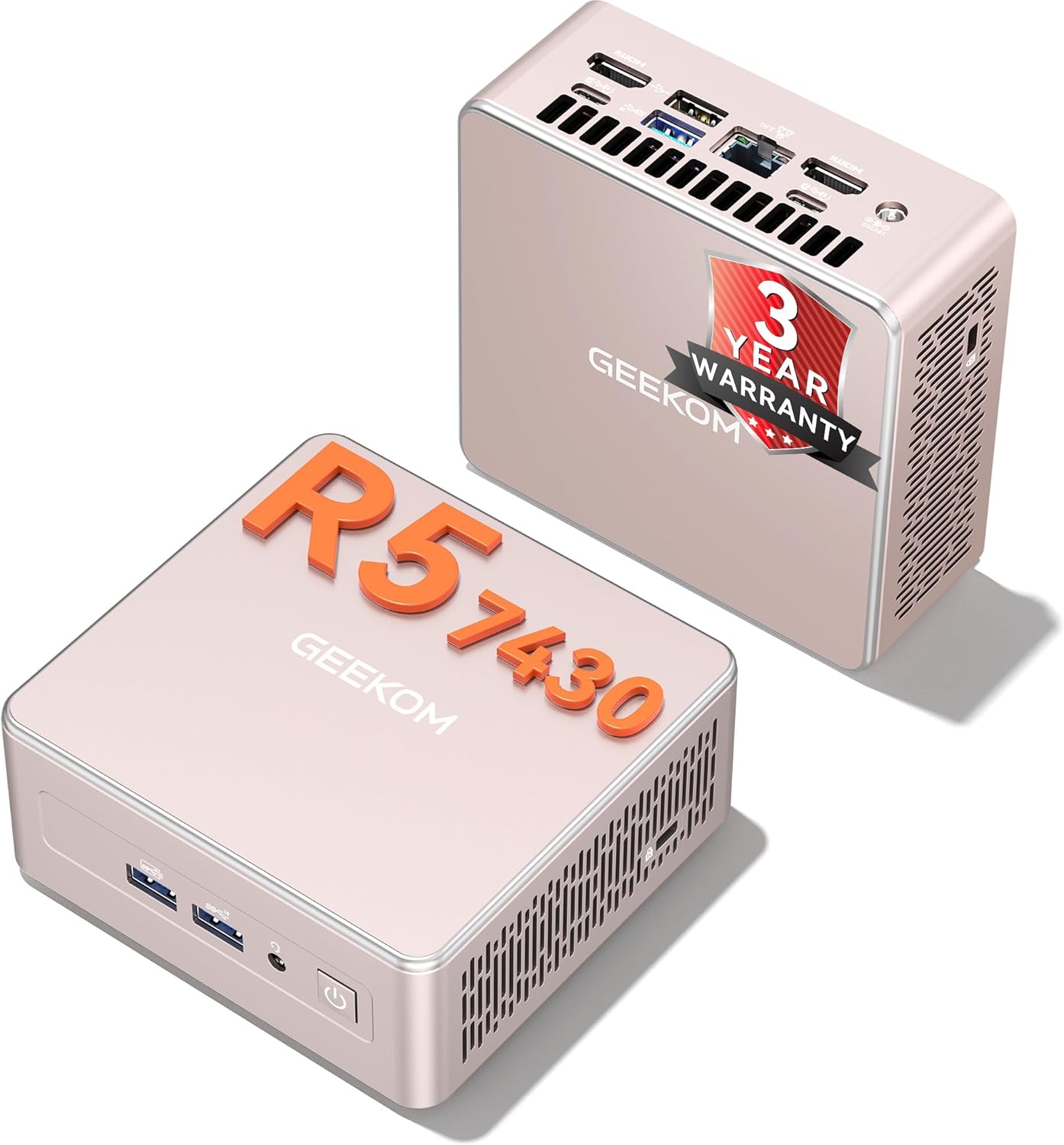 GEEKOM A5 Mini PC Windows 11 Pro, AMD Ryzen 5 7430U (Up to 4.5GHz), 16GB Upgradeable DDR4 RAM (Not LPDDR), 512GB NVMe SSD, Vega 7 Graphics, Wi-Fi 6, Bluetooth 5.2, Quad Display, 8K Support