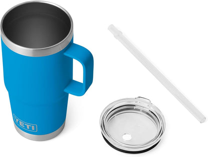YETI Rambler 25 oz Straw Mug, Vacuum Insulated, Stainless Steel, Big Wave Blue
