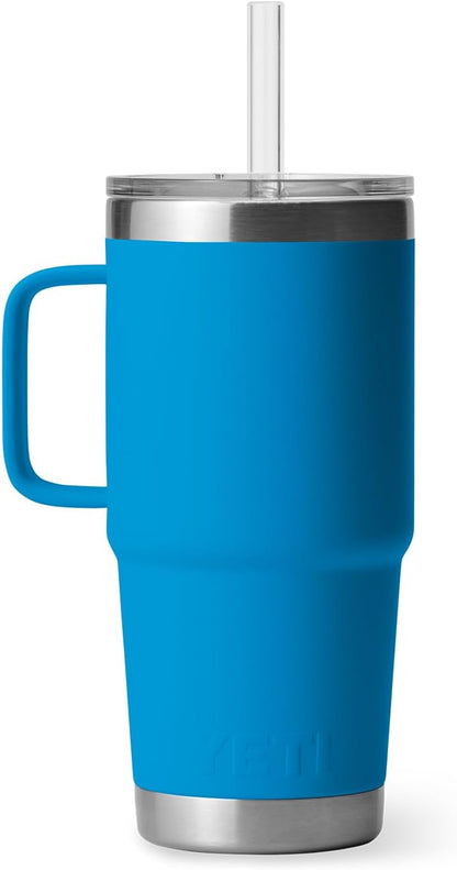 YETI Rambler 25 oz Straw Mug, Vacuum Insulated, Stainless Steel, Big Wave Blue