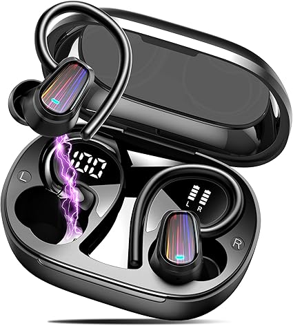 Wireless Earbuds, 50H Bluetooth 5.4 Headphones Sport, Bluetooth Earbuds with ENC Noise Canceling, HiFi Stereo Sound Wireless Earphones with Earhooks, IP7 Waterproof Ear Buds for Sports/Workout/Running