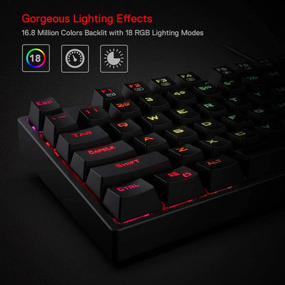 Redragon K582 SURARA RGB Gaming Keyboard, 104 Standard Layout N-Key Rollover Mechanical Keyboard Built-in Linear & Quiet Red Switches, Ergonomic Design and Fast Actuation for Typing and Gaming