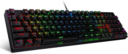 Redragon K582 SURARA RGB Gaming Keyboard, 104 Standard Layout N-Key Rollover Mechanical Keyboard Built-in Linear & Quiet Red Switches, Ergonomic Design and Fast Actuation for Typing and Gaming