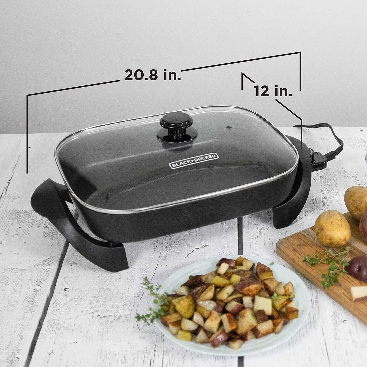 BLACK+DECKER Electric Skillet 12”x15” Deep Dish Nonstick Cooking Pan with Temperature Control SK1215BC - PuriLite