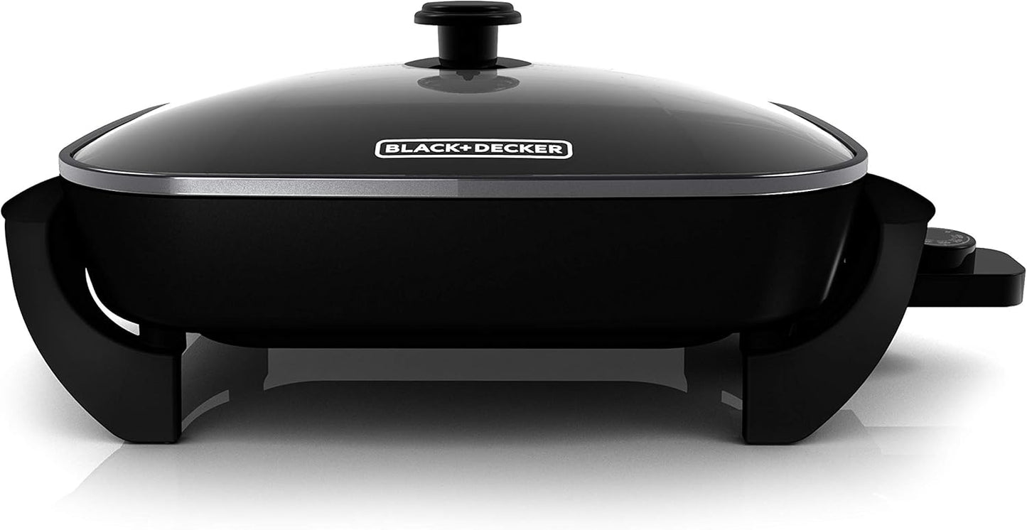 BLACK+DECKER Electric Skillet 12”x15” Deep Dish Nonstick Cooking Pan with Temperature Control SK1215BC - PuriLite