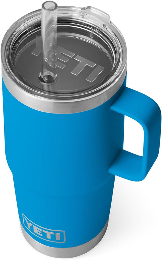 YETI Rambler 25 oz Straw Mug, Vacuum Insulated, Stainless Steel, Big Wave Blue