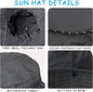 UlifeBetter Packable Sun Hat for Men Women, Foldable Black Bucket Hat Outdoor Hat Bucket Rain Hat Waterproof Fishing Hat Beach Hats with String Sun Protection Hat Sun Blocking for Camping Hiking