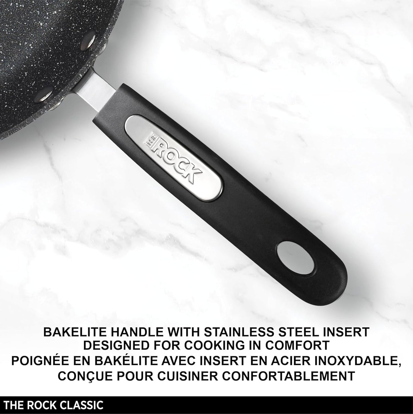 Starfrit The Rock 20cm (8") Non-Stick Fry Pan - Durable Forged Aluminum - Oven Safe - PFOA Free - Easy to Clean - Black