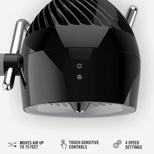 Vornado Pivot6 Whole Room Air Circulator Fan with 4 Speeds, Remote Control, Rotating Axis, Black - PuriLite