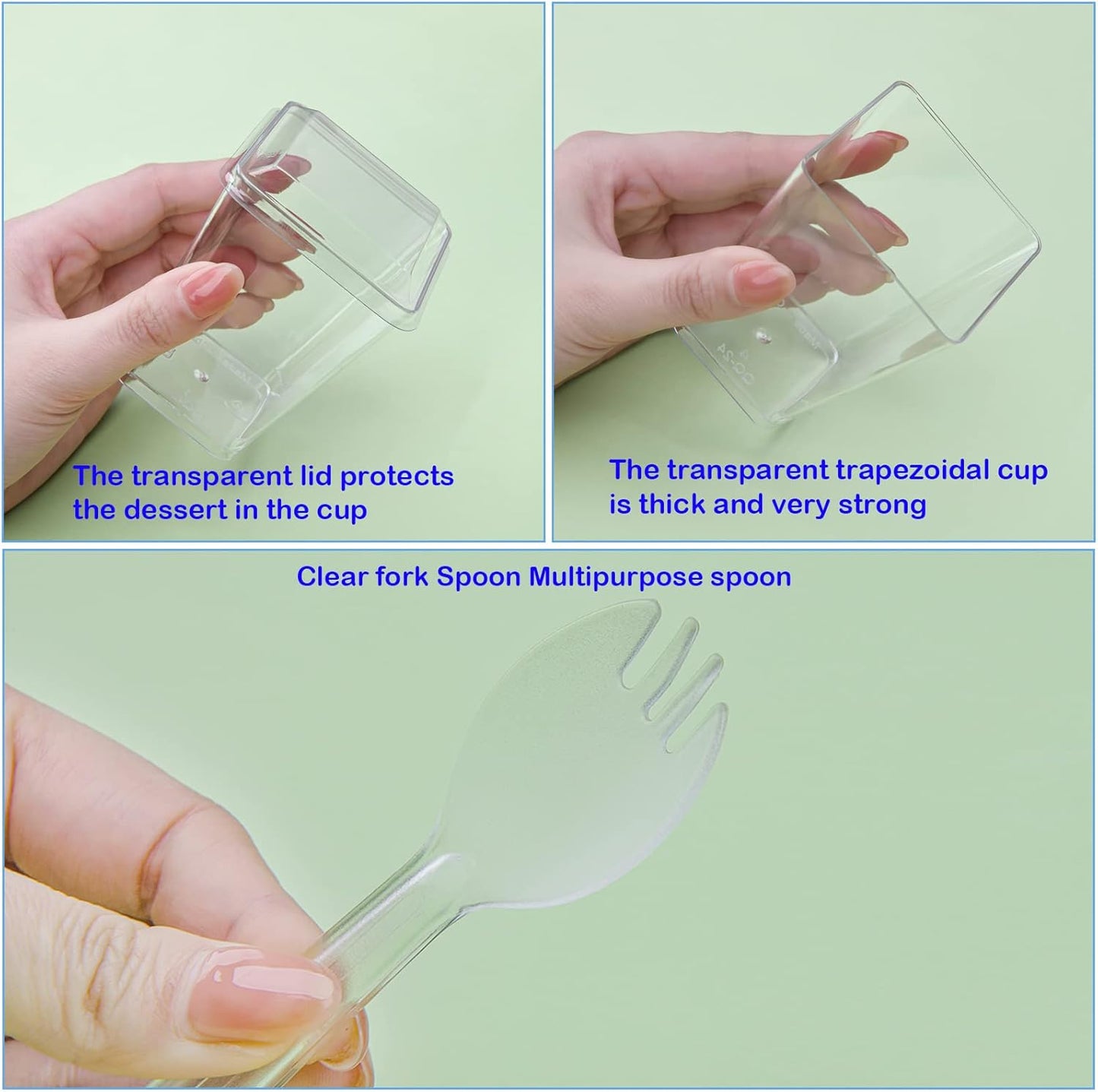 Clear Dessert Cups with Lids and Spoons, 50 Pack 5.4oz Mini Dessert Cups,Clear Square Parfait Appetizer Cup, Reusable Mini Serving Cups for Halloween Thanksgiving Christmas