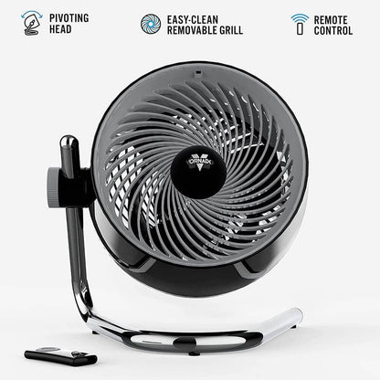 Vornado Pivot6 Whole Room Air Circulator Fan with 4 Speeds, Remote Control, Rotating Axis, Black