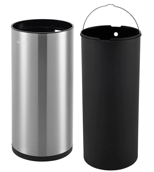 Global Industrial™ Round Motion Sensor Trash Can, 9-1/4 Gallon, Brushed Stainless Steel