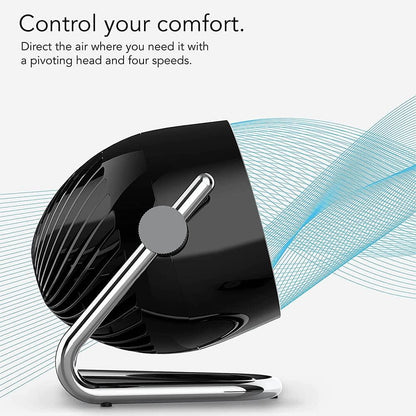Vornado Pivot6 Whole Room Air Circulator Fan with 4 Speeds, Remote Control, Rotating Axis, Black