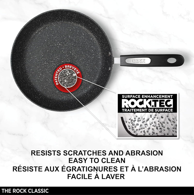 Starfrit The Rock 20cm (8") Non-Stick Fry Pan - Durable Forged Aluminum - Oven Safe - PFOA Free - Easy to Clean - Black