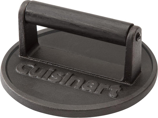 Cuisinart Cast Iron Smash Burger Press CISB-111C Heavy Duty Patty Smasher for Grill, Griddle & Skillet - PuriLite