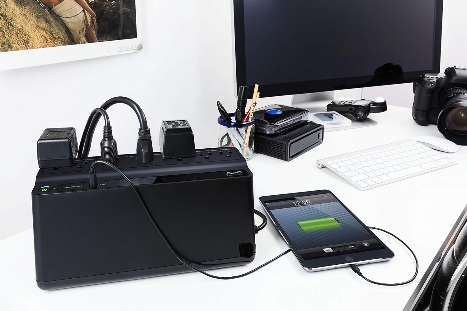 APC 600VA UPS Battery Backup & Surge Protector BE600M1 with USB Charging Port for Home & Office - PuriLite