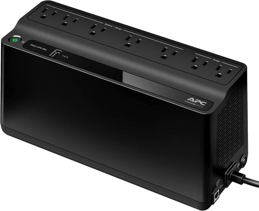 APC 600VA UPS Battery Backup & Surge Protector BE600M1 with USB Charging Port for Home & Office - PuriLite