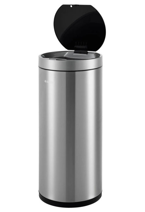 Global Industrial™ Round Motion Sensor Trash Can, 9-1/4 Gallon, Brushed Stainless Steel