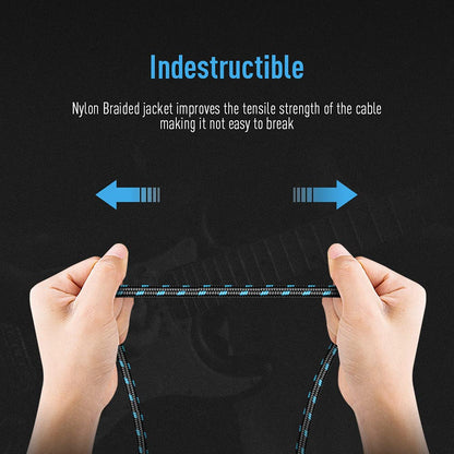 Guitar Cable 10ft Amp Cord for Guitar Bass Electric Guitar Instrument Electric Mandolin Amplifier Audio 1/4 Right Angle to Straight Black Blue