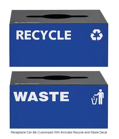 Global Industrial™ Square Recycling/Trash Can with Waste Lid, 36 Gallon, Blue