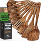 WOODENHOUSE 10-Piece Teak Wood Cooking Utensil Set for Nonstick Cookware – Natural Wooden Kitchen Tools, Heat Resistant & Durable - PuriLite