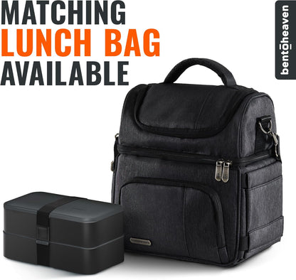 Bentoheaven Premium Bento Box Adult Lunch Box 40oz with 2 Compartments, Leakproof Microwave Safe Meal Prep Container with Cutlery & Chopsticks, BPA-Free Reusable Food Storage (Outer Space) - PuriLite