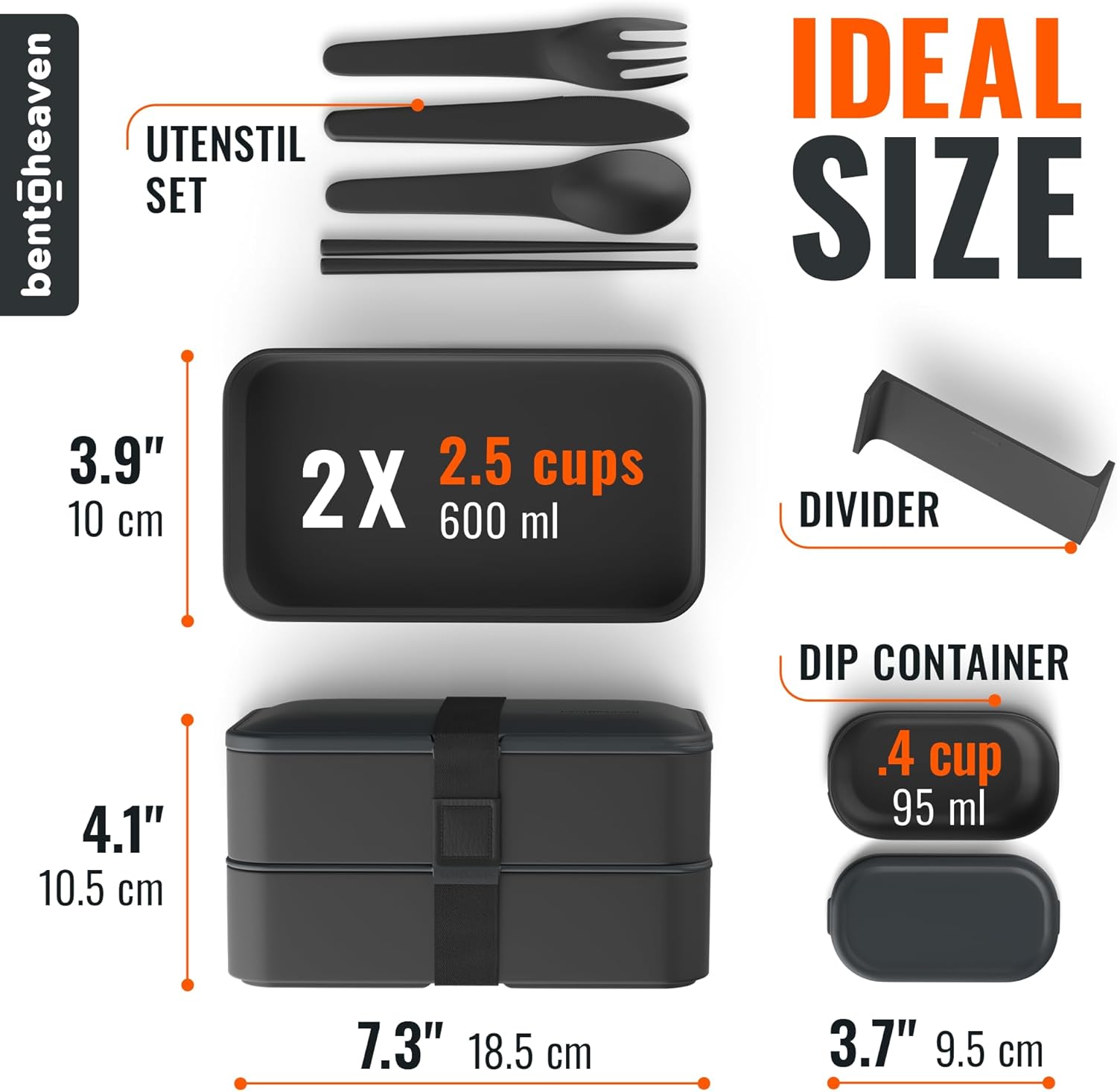 Bentoheaven Premium Bento Box Adult Lunch Box 40oz with 2 Compartments, Leakproof Microwave Safe Meal Prep Container with Cutlery & Chopsticks, BPA-Free Reusable Food Storage (Outer Space) - PuriLite