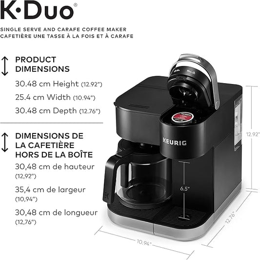 Keurig K-Duo Single Serve K-Cup Pod And Carafe Coffee Maker, With Programmable Features And Strong Brew Function, Black - PuriLite