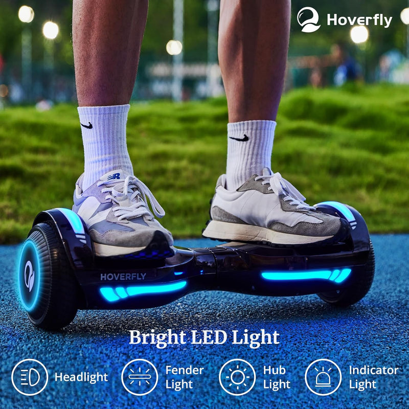 HOVERFLY Glide Hoverboard, LED 6.5" Wheels Self Balancing Scooter with Dual 200W Motor up to 10km/h & Max 7km Range, Headlight & UL2272 Certified Electric Hover Boards Kids Teens