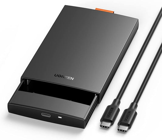UGREEN USB C Hard Drive Enclosure USB C 3.1 Gen 2 SSD HDD Enclosure for 2.5 Inch SATA III II I SSD HDD Up to 10TB, Support UASP 6Gbps Compatible with WD Seagate, USB C to C Cable Include, Tool Free