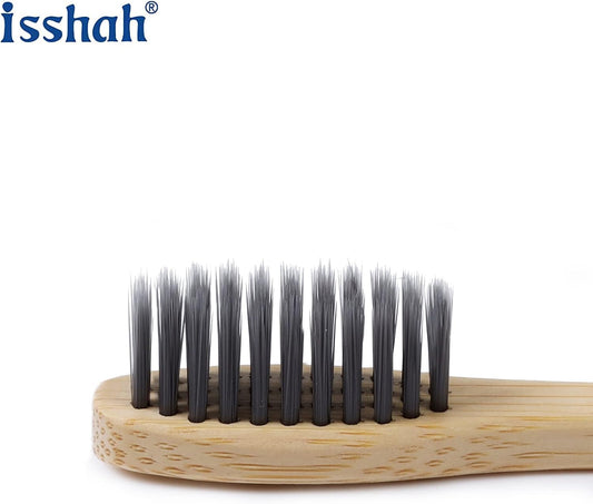 Isshah Biodegradable Eco-Friendly Natural Bamboo Charcoal Toothbrushes, FSC Certified and PETA Approved - 12 Count