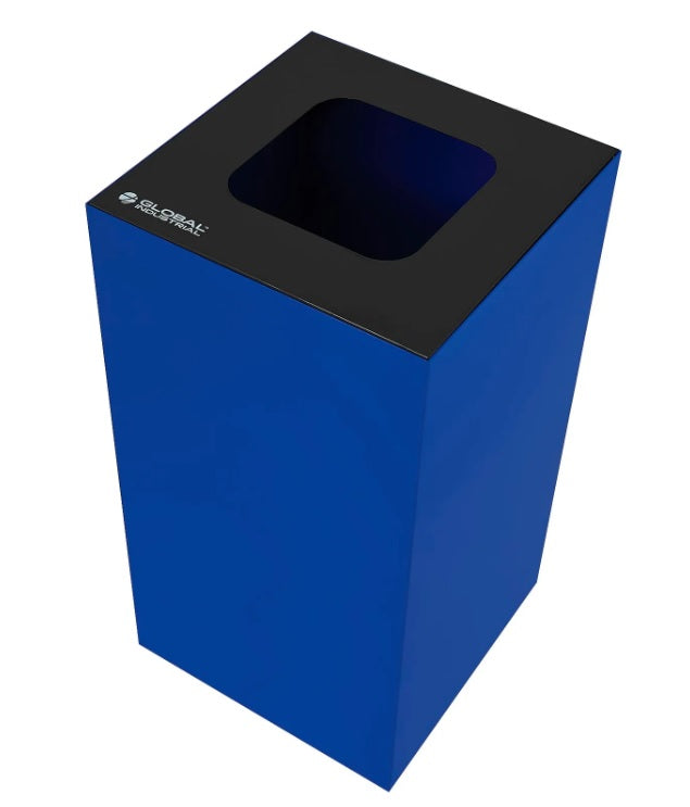 Global Industrial™ Square Recycling/Trash Can with Waste Lid, 36 Gallon, Blue