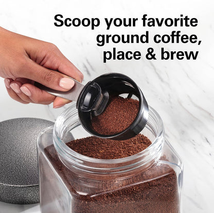 Hamilton Beach Scoop Single Serve Coffee Maker, Fast Brewing, Stainless Steel (49981A)