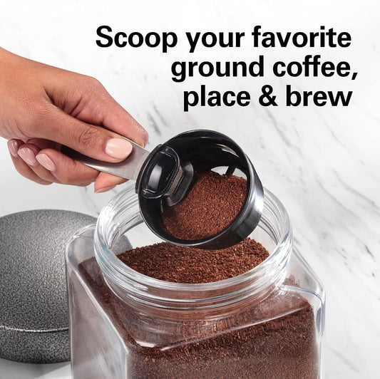 Hamilton Beach Scoop Single Serve Coffee Maker, Fast Brewing, Stainless Steel (49981A)