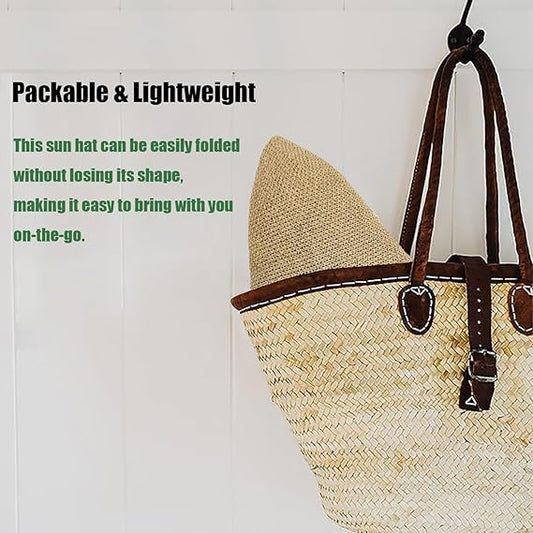 YOFARCHOY Lightweight Packable Sun Hat for Women Foldable Sunhats Woven Bucket Hats Packable Beach Hat Floppy Knitted Hat