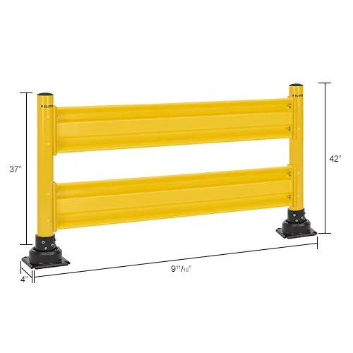 Global Industrial™ 6' Steel Guard Rail with 4" Dia. Rebounding Bollards, Yellow