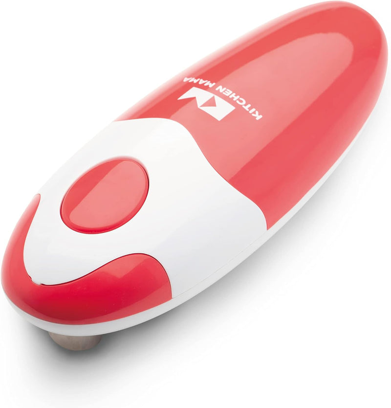 Kitchen Mama Electric Can Opener: Open Your Cans with A Simple Push of Button - No Sharp Edge, Food-Safe and Battery Operated Handheld Can Opener(Red)