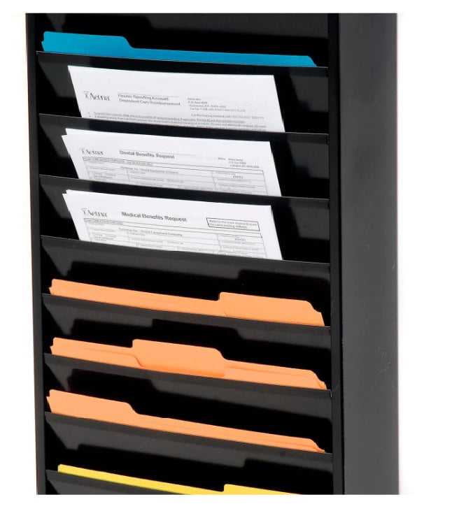 Global Industrial™ 11 Pockets - Medical Chart Hanging Wall File Holder - Black