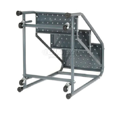 Perforated 16"W 3 Step Steel Rolling Ladder 10"D Top Step - 318P - PuriLite