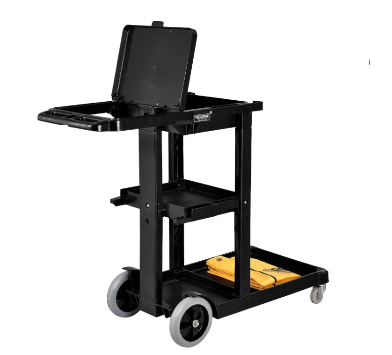 Global Industrial™ Janitor Cart Black with 25 Gallon Vinyl Bag